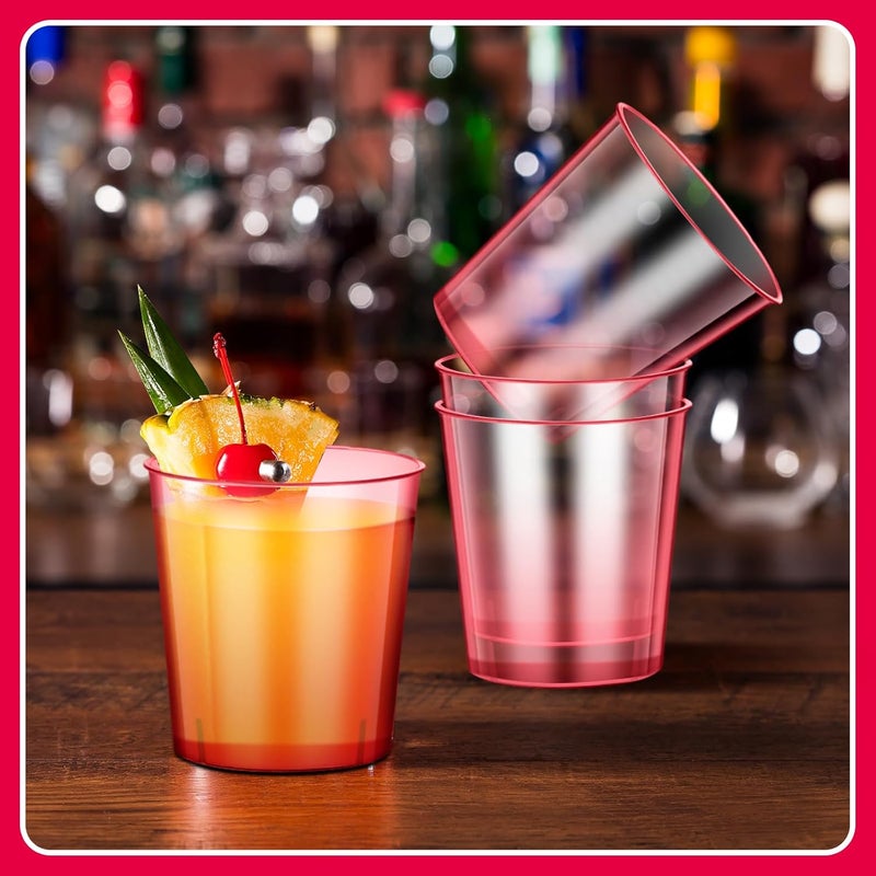 Tioncy 100 Pcs Neon Plastic Shot Glasses 1 oz disposable shot glasses colored Mini Party Drinking Cups for Cocktail Whiskey Wine Birthday Christmas New Year Party(Pink) - Image 4
